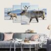 Reindeer - Animal 5 Panel Canvas Art Wall Decor