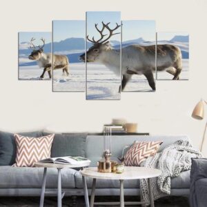 Reindeer - Animal 5 Panel Canvas Art Wall Decor