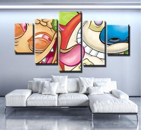 Ren And Stimpy - Cartoon 5 Panel Canvas Art Wall Decor Ren And Stimpy - Cartoon 5 Panel Canvas Art Wall Decor