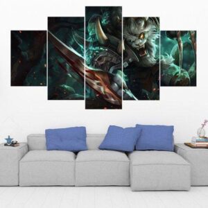 Rengar - League Of Legends - Gaming 5 Panel Canvas Art Wall Decor