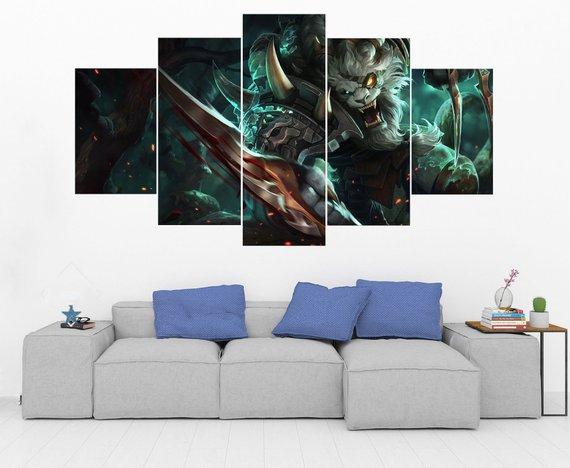 Rengar - League Of Legends - Gaming 5 Panel Canvas Art Wall Decor Rengar - League Of Legends - Gaming 5 Panel Canvas Art Wall Decor