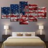 Retro American Flag 01 - Abstract 5 Panel Canvas Art Wall Decor