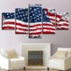 Retro American Flag - Abstract 5 Panel Canvas Art Wall Decor