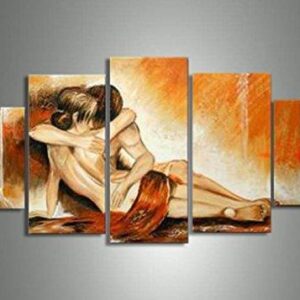 Retro Beauty Sexy Lover Bedroom - Abstract 5 Panel Canvas Art Wall Decor