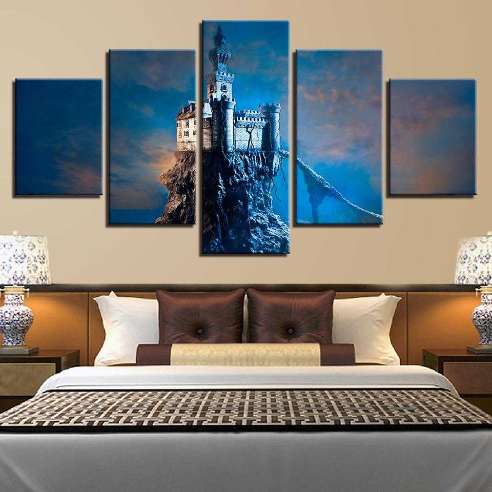 Retro Building - Nature 5 Panel Canvas Art Wall Decor Retro Building - Nature 5 Panel Canvas Art Wall Decor