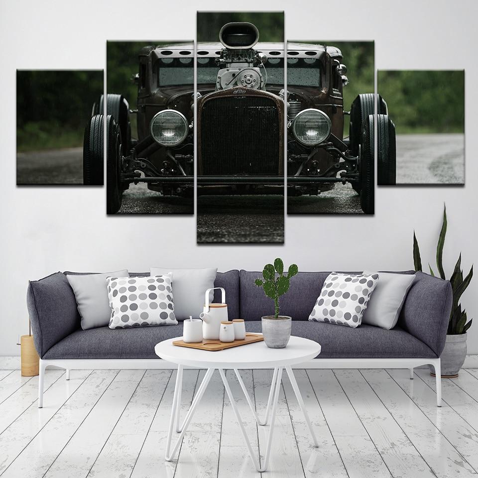 Retro Car 01 - Automative 5 Panel Canvas Art Wall Decor Retro Car 01 - Automative 5 Panel Canvas Art Wall Decor