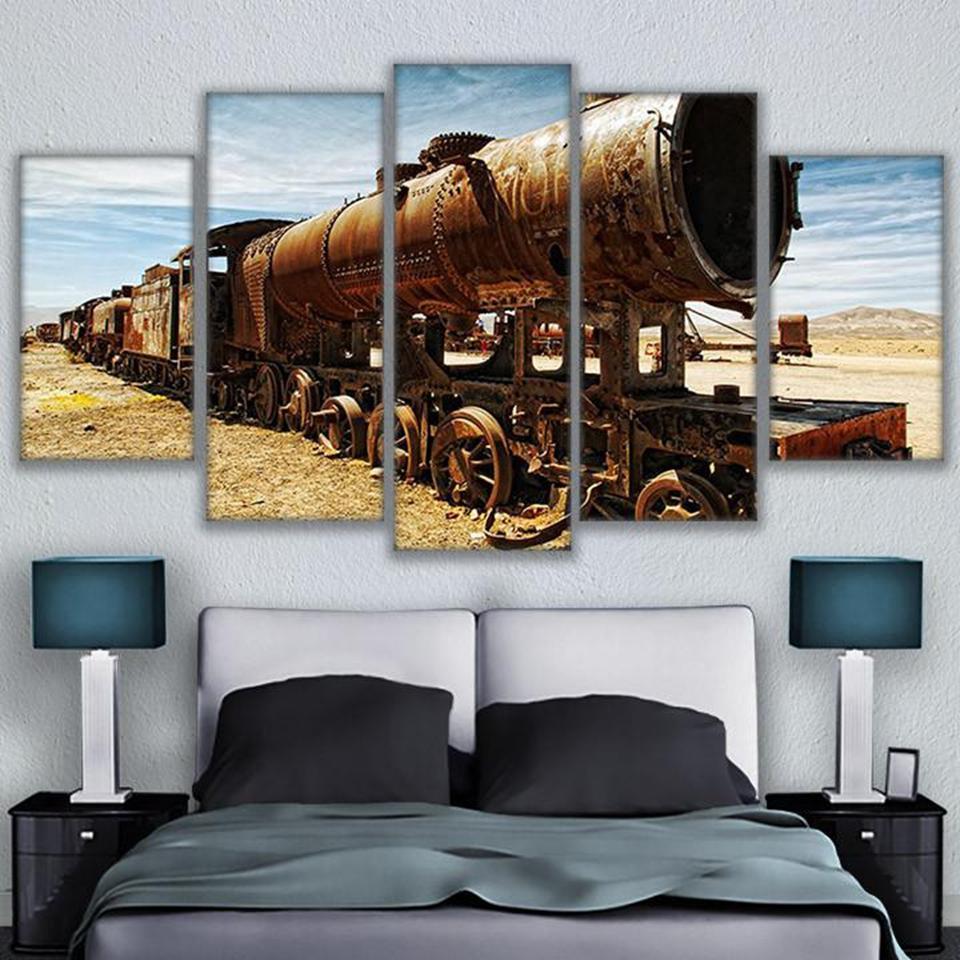 Retro Car Antique Train - Automative 5 Panel Canvas Art Wall Decor Retro Car Antique Train - Automative 5 Panel Canvas Art Wall Decor