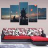 Retro Chivalrous Man And Sky - Abstract 5 Panel Canvas Art Wall Decor