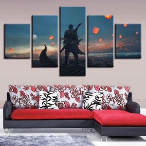 Retro Chivalrous Man And Sky - Abstract 5 Panel Canvas Art Wall Decor