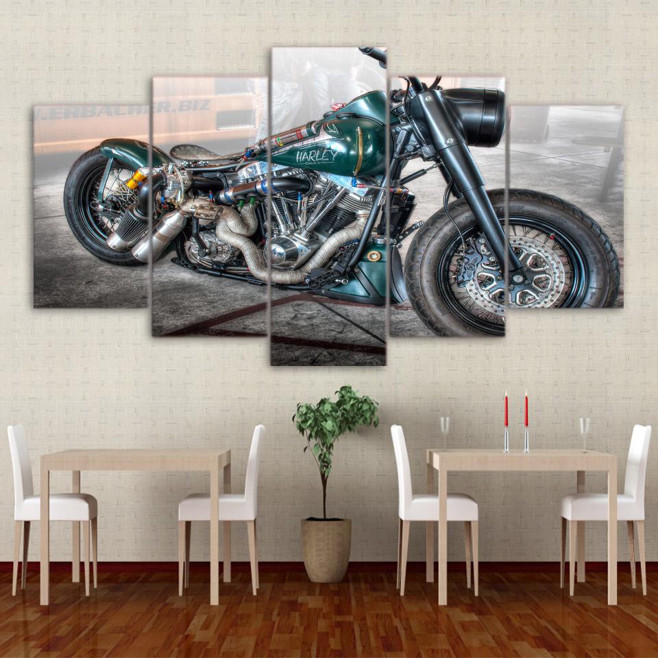 Retro Motorcycle - Automative 5 Panel Canvas Art Wall Decor Retro Motorcycle - Automative 5 Panel Canvas Art Wall Decor