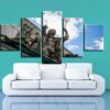 Retro Statue Art And Blue Sky White Cloud - Nature 5 Panel Canvas Art Wall Decor