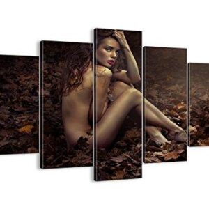 Retro Woman Body Portrait Beauty - Abstract 5 Panel Canvas Art Wall Decor
