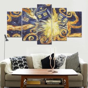 Retro abstract Explosion - Abstract 5 Panel Canvas Art Wall Decor