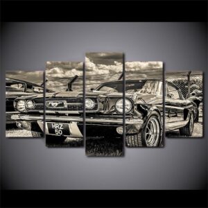 Retro car 02 - Automative 5 Panel Canvas Art Wall Decor