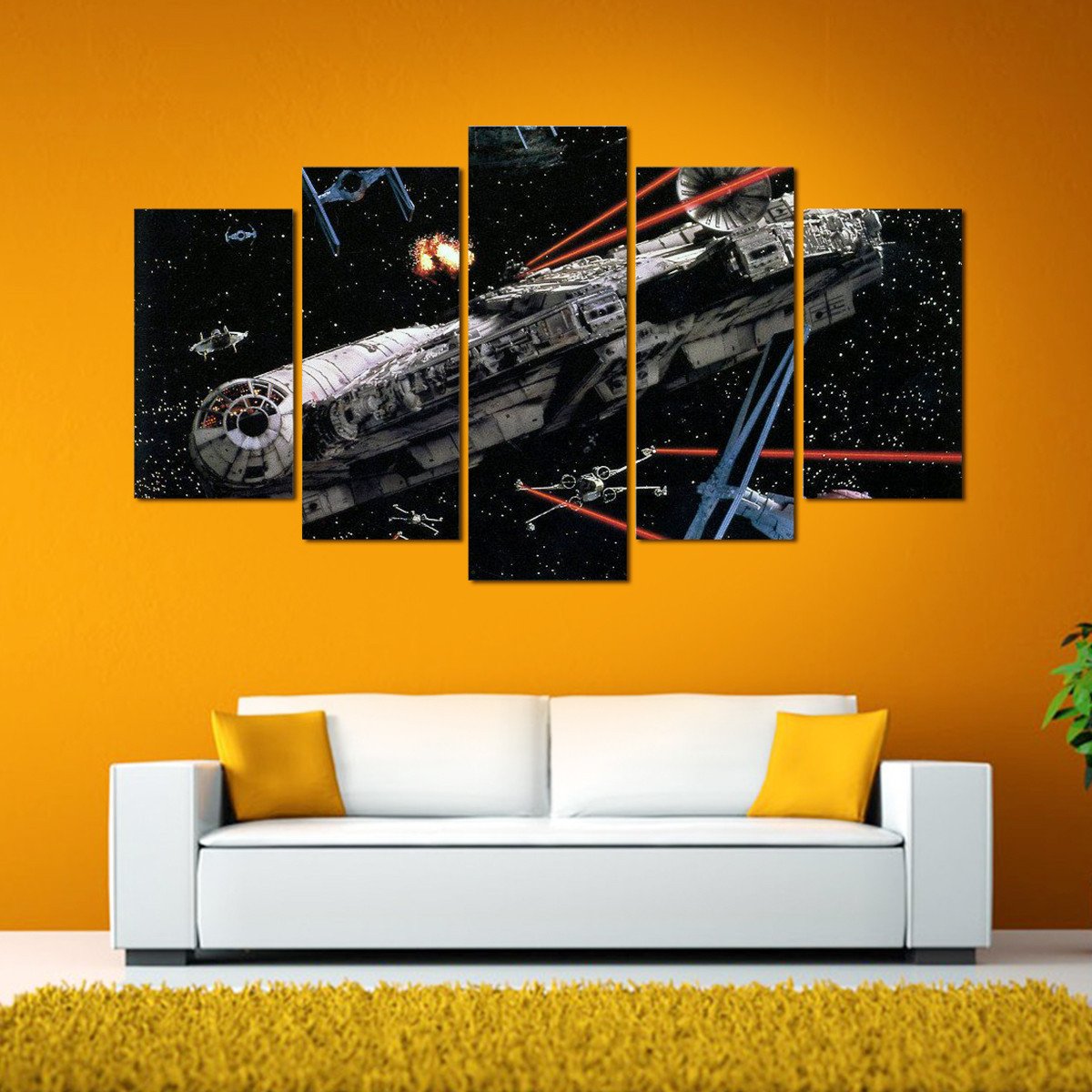 Return Of The Jedi: Millenium Falcon - Movie 5 Panel Canvas Art Wall Decor Return Of The Jedi: Millenium Falcon - Movie 5 Panel Canvas Art Wall Decor