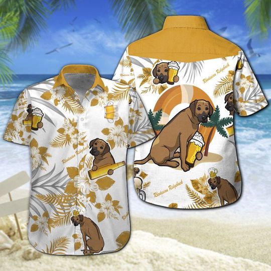 Rhodesian Ridgeback Beer Hawaiian Shirt Summer Button Up Rhodesian Ridgeback Beer Hawaiian Shirt Summer Button Up