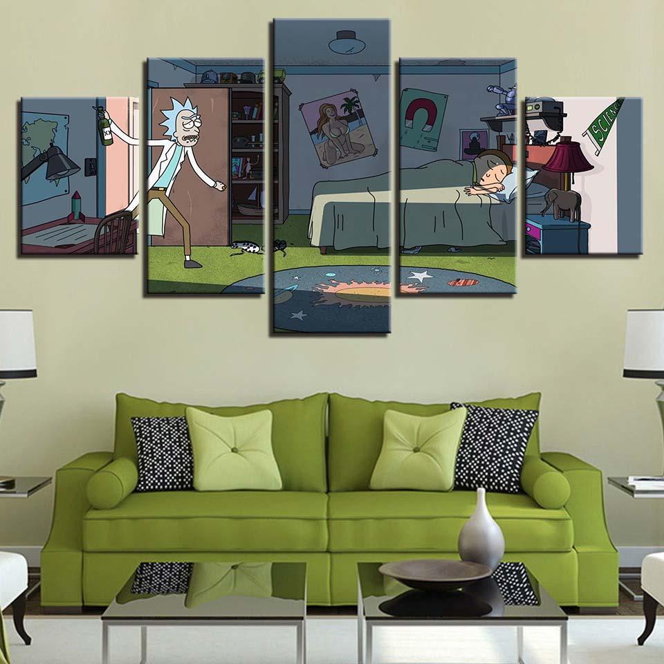 Rick And Morty #16 - Cartoon 5 Panel Canvas Art Wall Decor Rick And Morty #16 - Cartoon 5 Panel Canvas Art Wall Decor