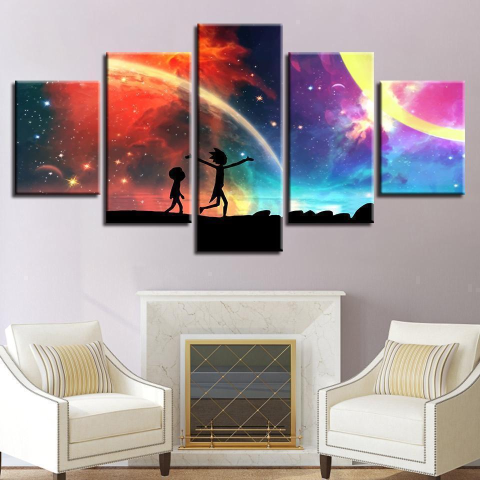 Rick And Morty 5 Cartoon - 5 Panel Canvas Art Wall Decor Rick And Morty 5 Cartoon - 5 Panel Canvas Art Wall Decor