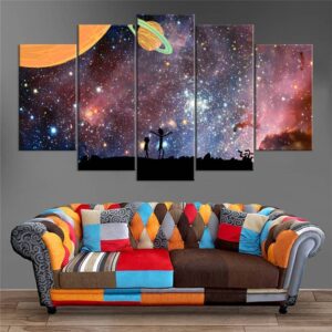 Rick And Morty Abstract Starry Sky - Cartoon 5 Panel Canvas Art Wall Decor