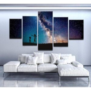 Rick And Morty And The Galaxy 1 - Cartoon 5 Panel Canvas Art Wall Decor