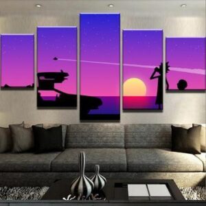 Rick And Morty “Back To The Future” - Cartoon 5 Panel Canvas Art Wall Decor