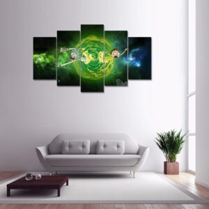 Rick And Morty Black Hole - Cartoon 5 Panel Canvas Art Wall Decor