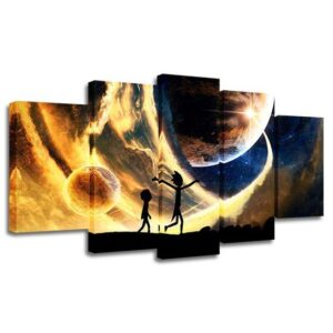 Rick And Morty Christmas - Cartoon 5 Panel Canvas Art Wall Decor