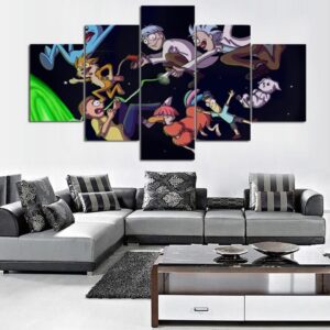 Rick And Morty Fly - Cartoon 5 Panel Canvas Art Wall Decor