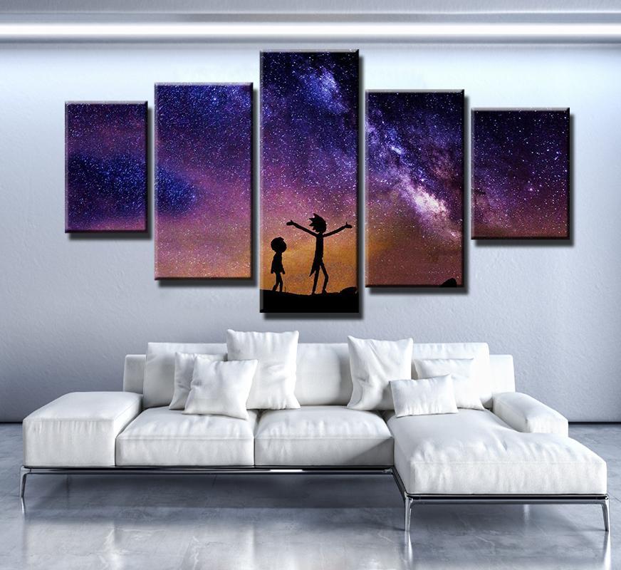 Rick And Morty Galaxy 1 - Cartoon 5 Panel Canvas Art Wall Decor Rick And Morty Galaxy 1 - Cartoon 5 Panel Canvas Art Wall Decor