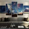 Rick And Morty Intergalactic Moon - Cartoon 5 Panel Canvas Art Wall Decor