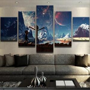 Rick And Morty Intergalactic Moon - Cartoon 5 Panel Canvas Art Wall Decor