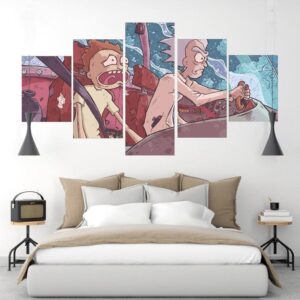 Rick And Morty Roughly Sailing - Cartoon 5 Panel Canvas Art Wall Decor