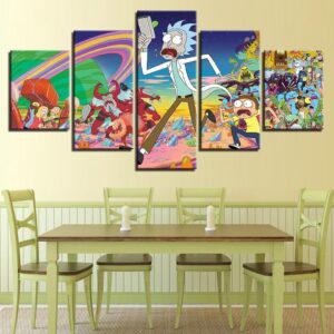 Rick And Morty Running Man - Cartoon 5 Panel Canvas Art Wall Decor