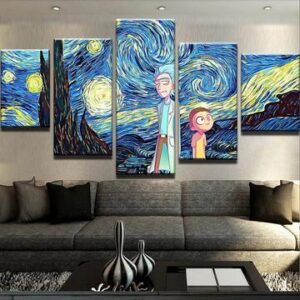 Rick And Morty “Starry Night” 1 - Cartoon 5 Panel Canvas Art Wall Decor