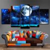 Rick And Morty Starry Sky Moon - Cartoon 5 Panel Canvas Art Wall Decor