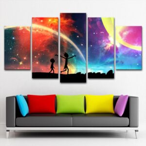 Rick And Morty The Skyline - Cartoon 5 Panel Canvas Art Wall Decor