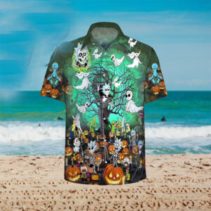 Rick And Morty Tim Burton Halloween Hawaiian Shirt