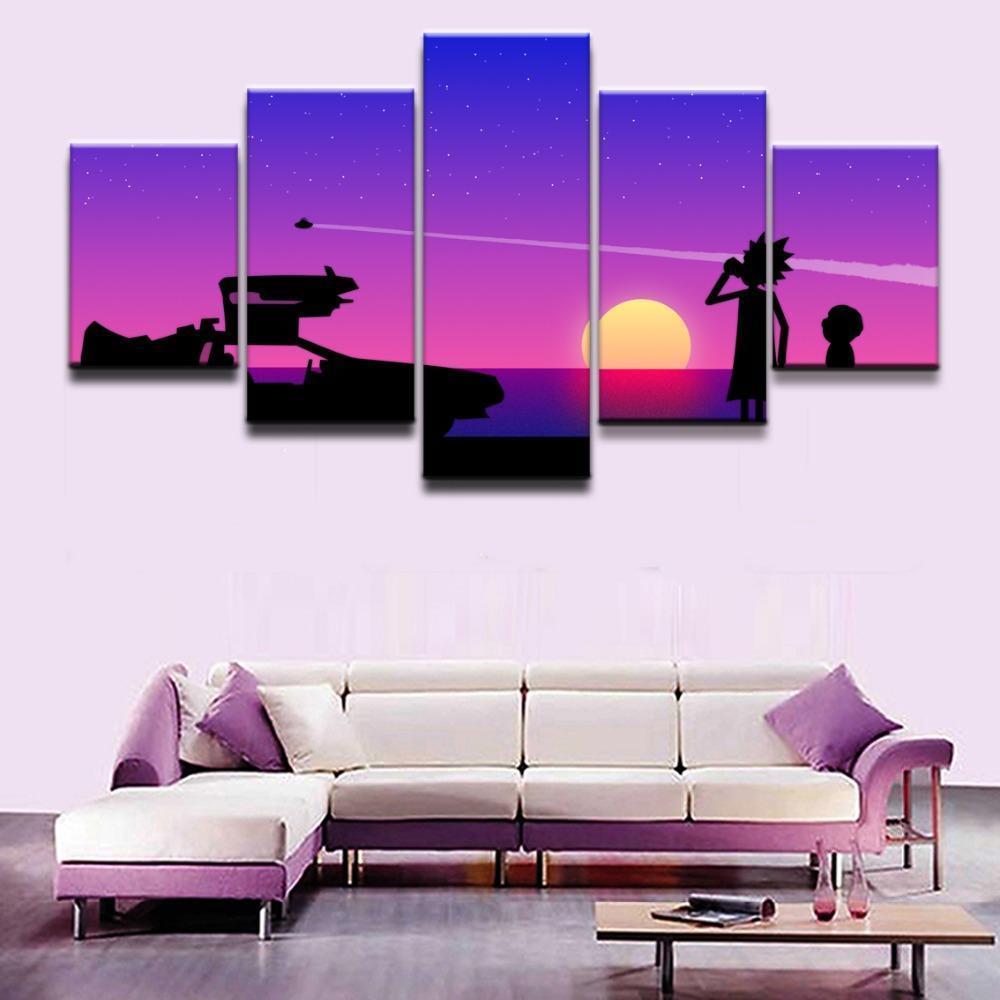 Rick And Morty Watching The Sunset Sitcom - 5 Panel Canvas Art Wall Decor Rick And Morty Watching The Sunset Sitcom - 5 Panel Canvas Art Wall Decor