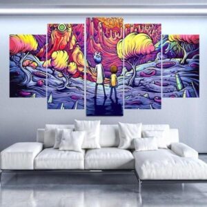 Rick & Morty Inspired 17 - Cartoon 5 Panel Canvas Art Wall Decor