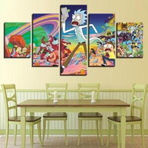 Rick & Morty Inspired 22 - Cartoon 5 Panel Canvas Art Wall Decor