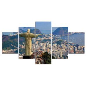 Rio De Janeiro City Metropolis - Religion 5 Panel Canvas Art Wall Decor