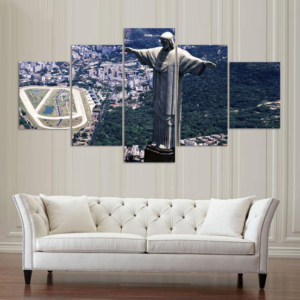 Rio De Janeiro’S Christ The Redeemer - Nature 5 Panel Canvas Art Wall Decor