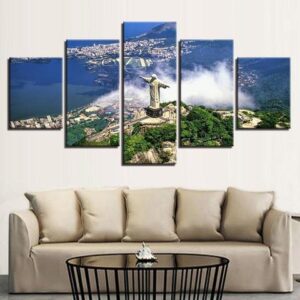 Rio’S Christ The Redeemer - Religion 5 Panel Canvas Art Wall Decor