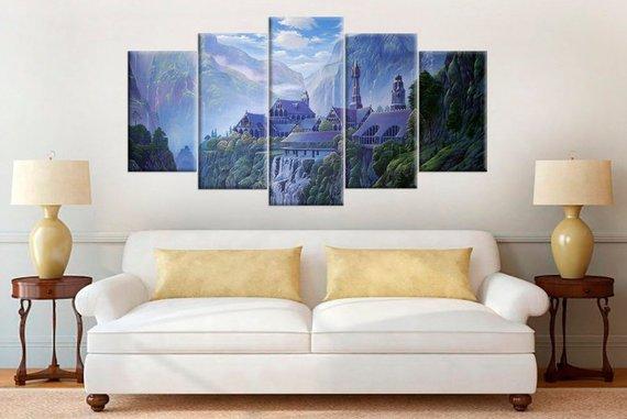Rivendell Large - Lord Of The Ring - Movie 5 Panel Canvas Art Wall Decor Rivendell Large - Lord Of The Ring - Movie 5 Panel Canvas Art Wall Decor