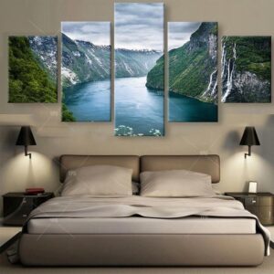 River And Canyon Home D??Cor - Nature 5 Panel Canvas Art Wall Decor