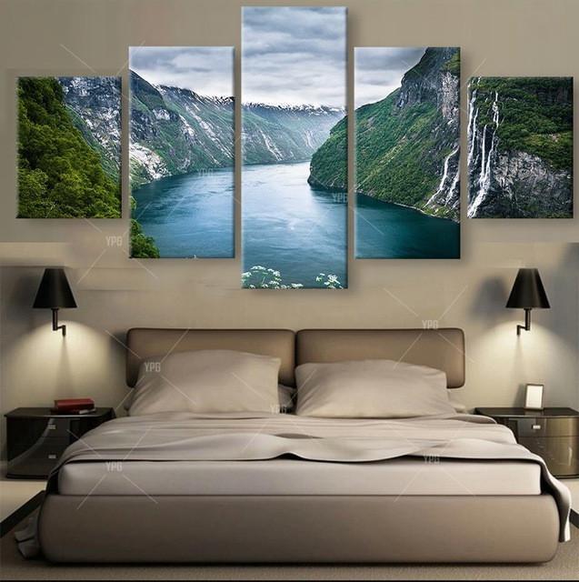 River And Canyon Home D??Cor - Nature 5 Panel Canvas Art Wall Decor River And Canyon Home D??Cor - Nature 5 Panel Canvas Art Wall Decor