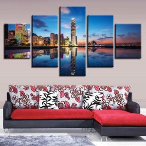 River City Buildings - Nature 5 Panel Canvas Art Wall Decor