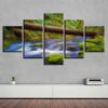 River Stream Flowing Water - Nature 5 Panel Canvas Art Wall Decor