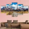 Road And Mountain Panorama With Fitz Roy Peak - Nature 5 Panel Canvas Art Wall Decor