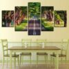 Road Through Tree Tunnel - Nature 5 Panel Canvas Art Wall Decor
